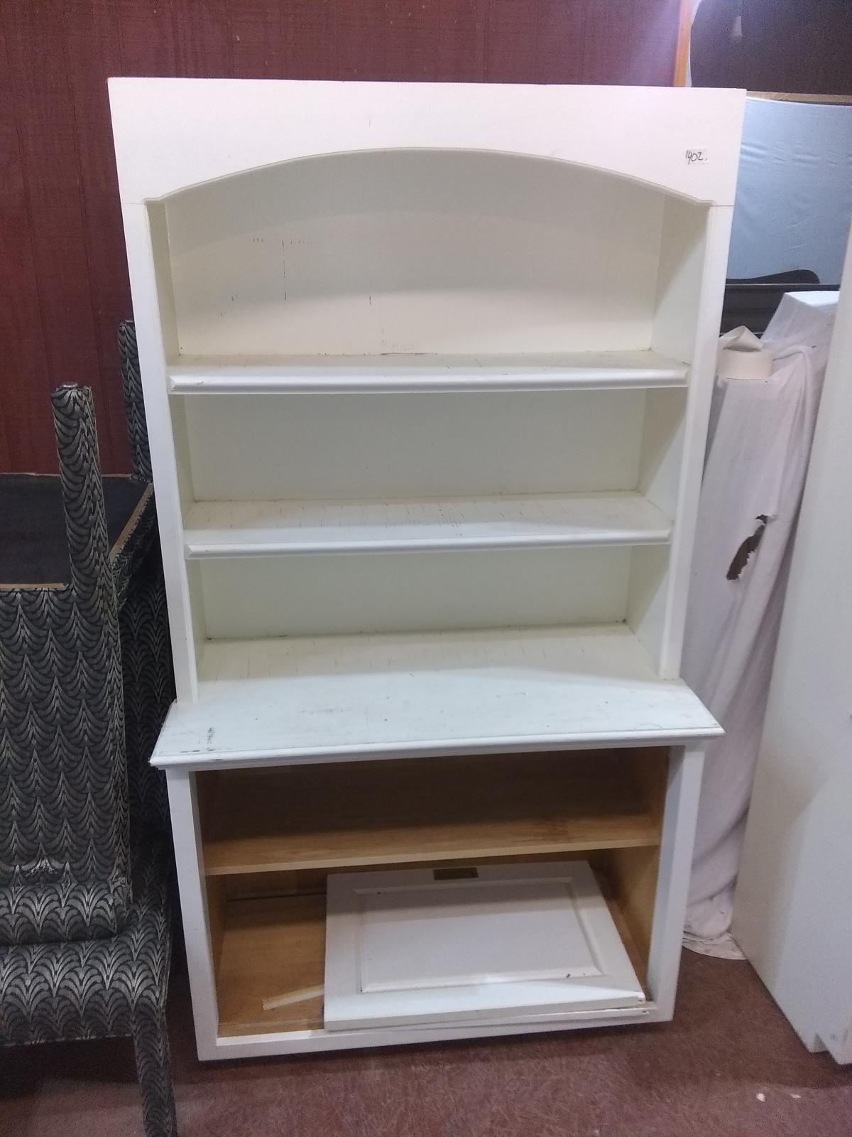 White Bookshelf Hutch wf/ Sliding Cabinet Doors