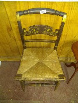 Antique Rush Bottom Tole-Painted Hitchcock Chair