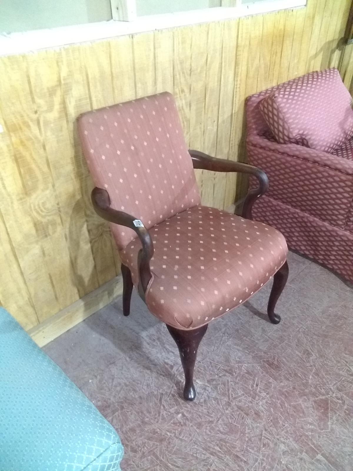 Mahogany Chippendale Upholstered Armchair