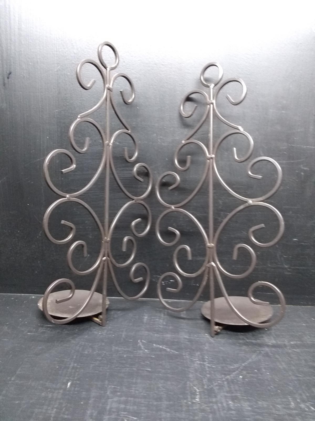 Pair Metal Candle Wall Sconces