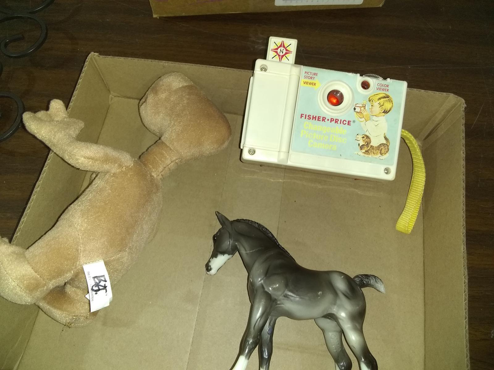 BL-Assorted Plush Animals, Fisher Price Camera, Toy Horse