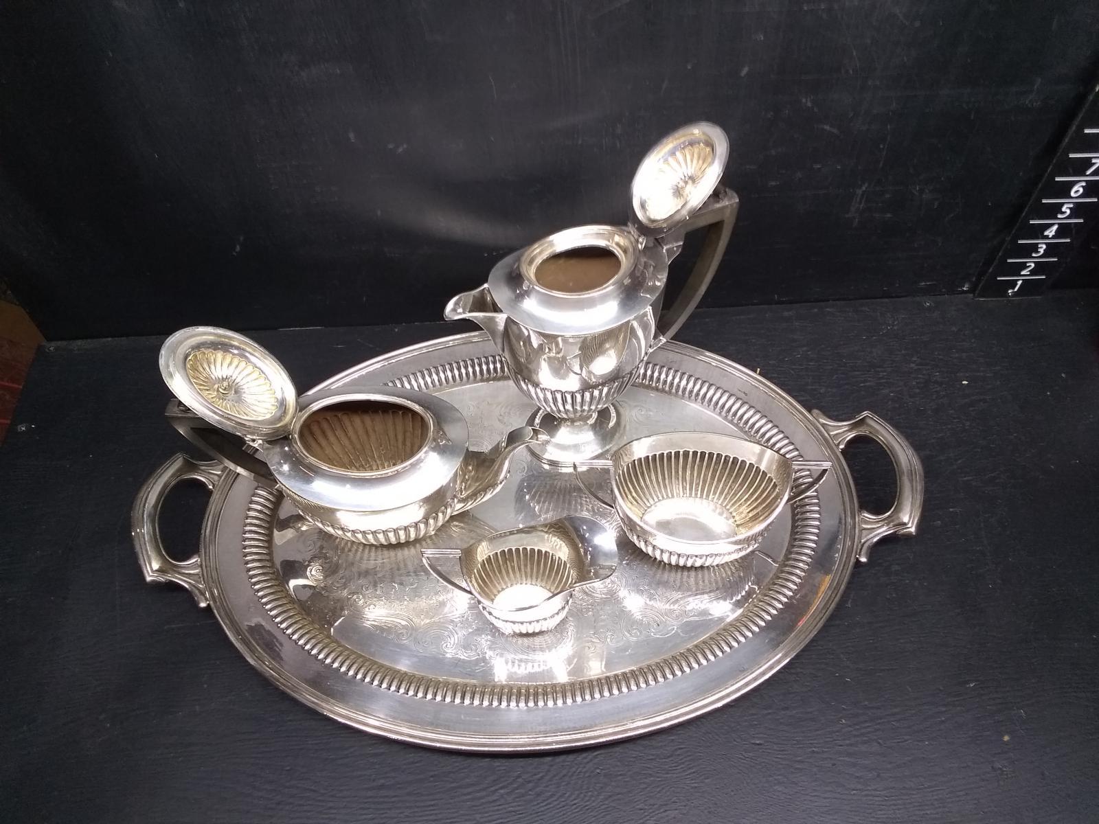 Vintage M & Co. Silver Plated Tea Set with Tray