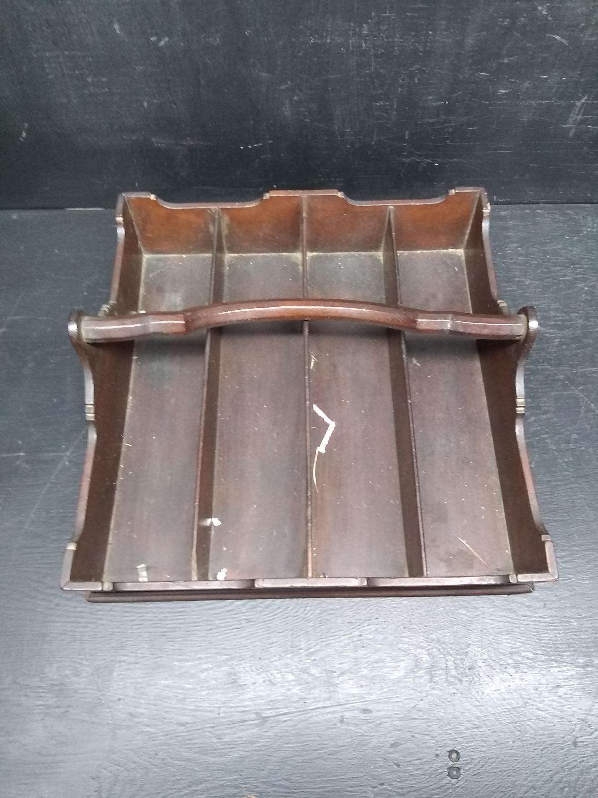 Antique Wooden Silverware Tray