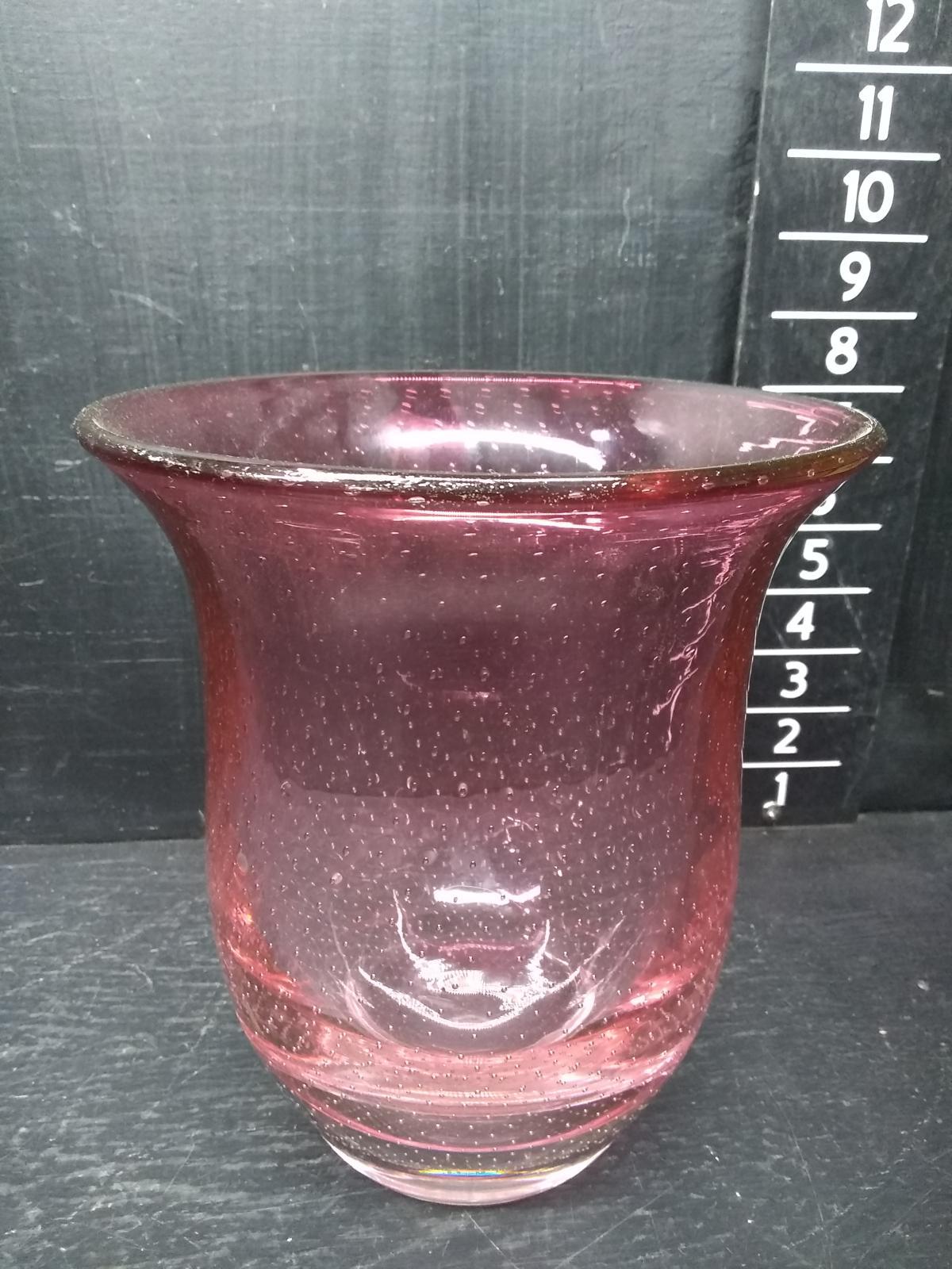 Studio Art Glass Cranberry Vase