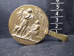 Vintage Brass Silent Butler with Greek Scene