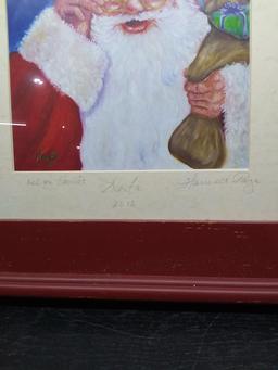 Framed and Matted Oil on Canvas-Santa by Harriet Page 2012