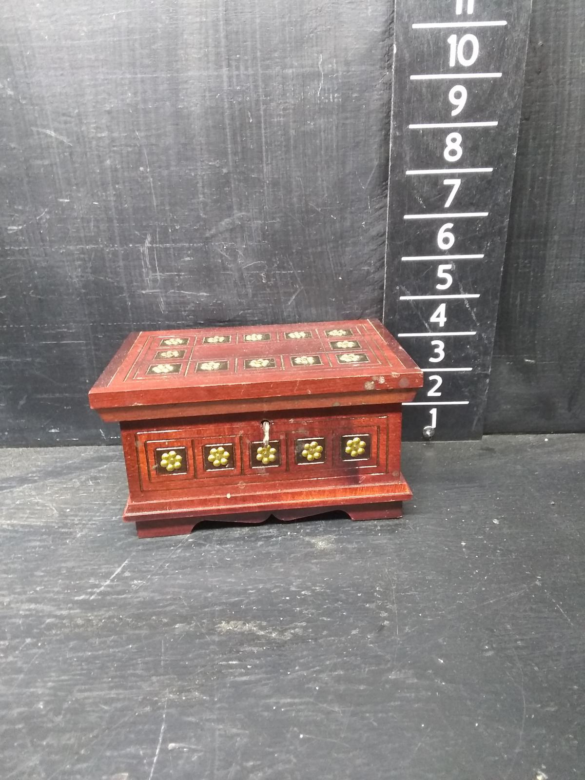 Wooden Jewelry Box with Key