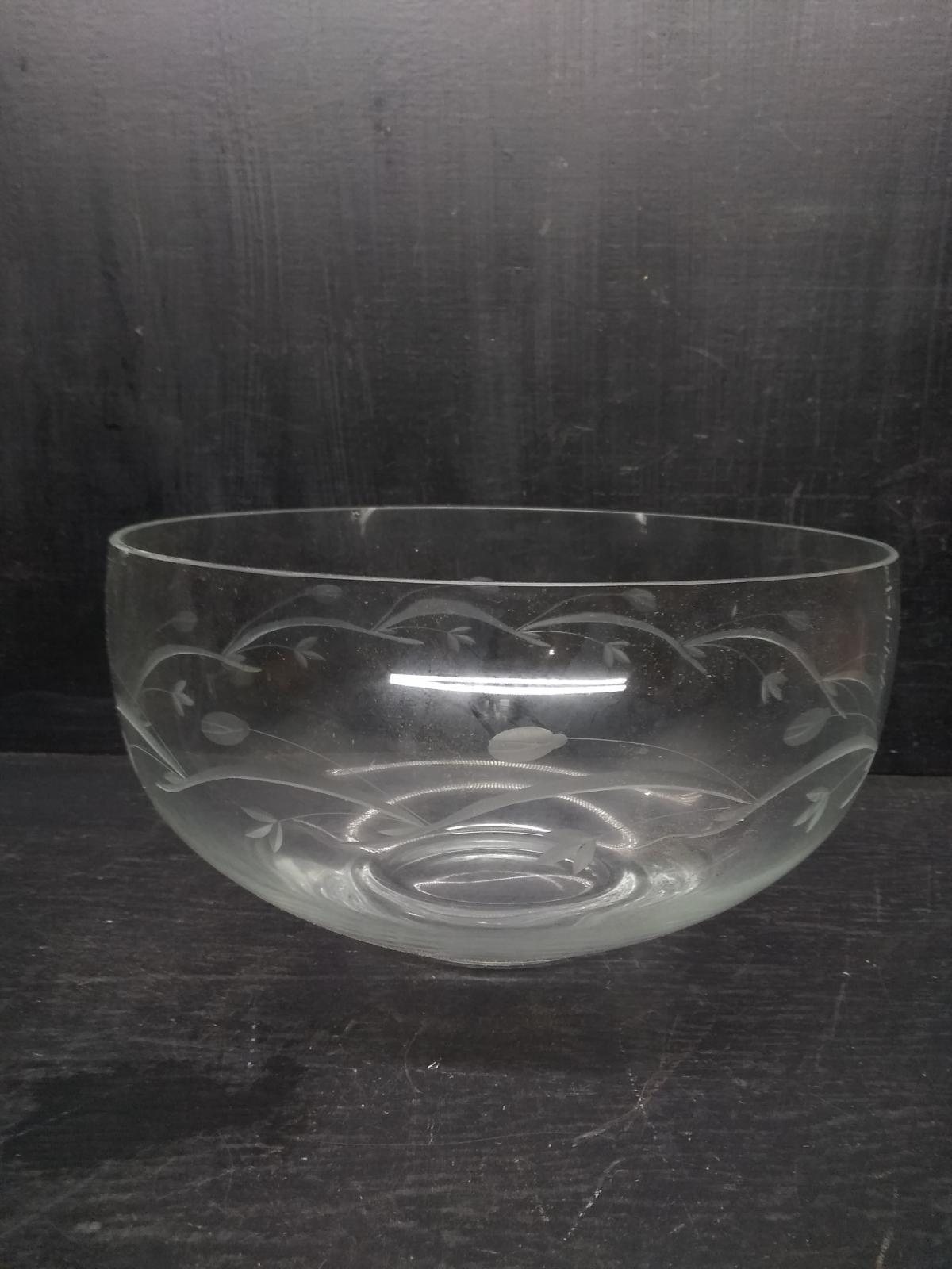 Crystal and Etched Serving Bowl