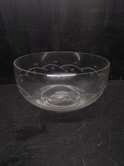 Crystal and Etched Serving Bowl