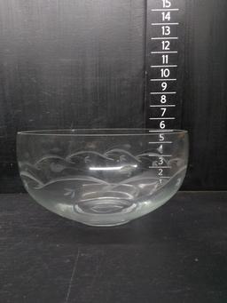 Crystal and Etched Serving Bowl