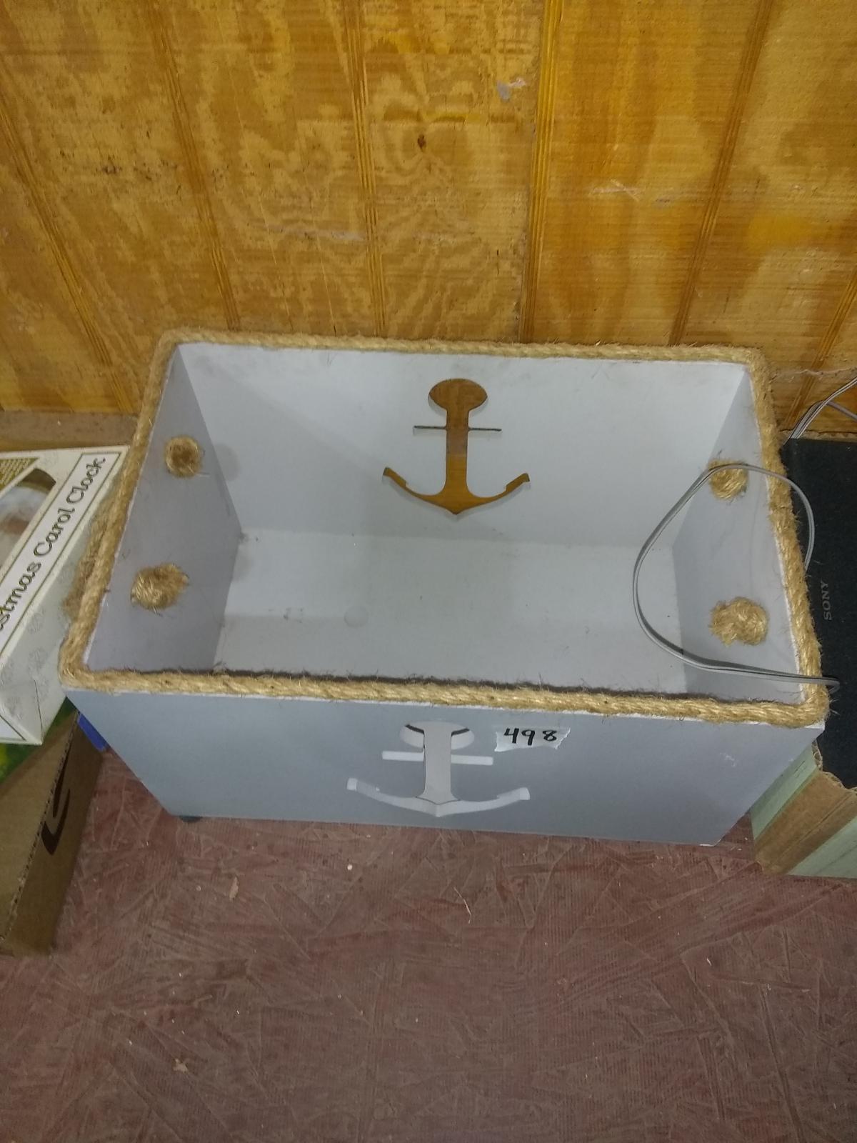 BL-Novelty Nautical Wooden Storage Box with Rope Handles