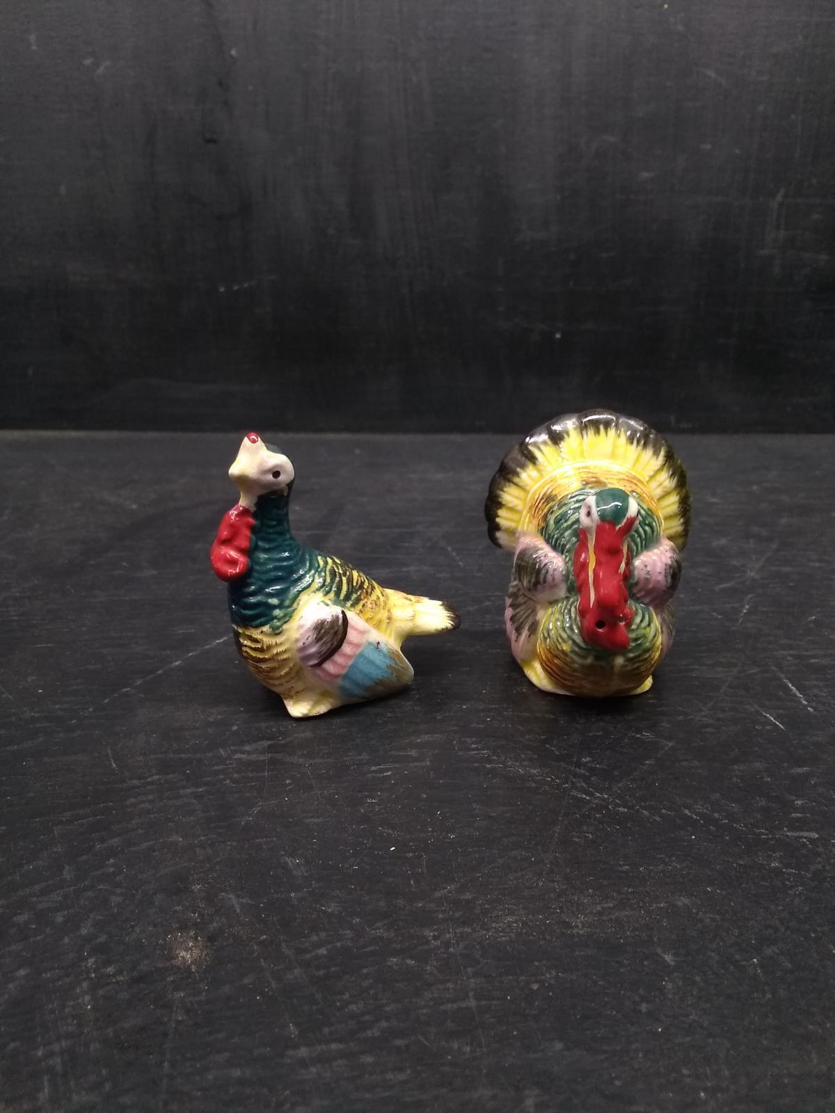 Pair of Novelty Ceramic Turkey Salt and Peppers