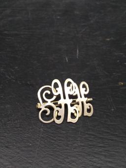 Silver Tone Monogrammed Pin