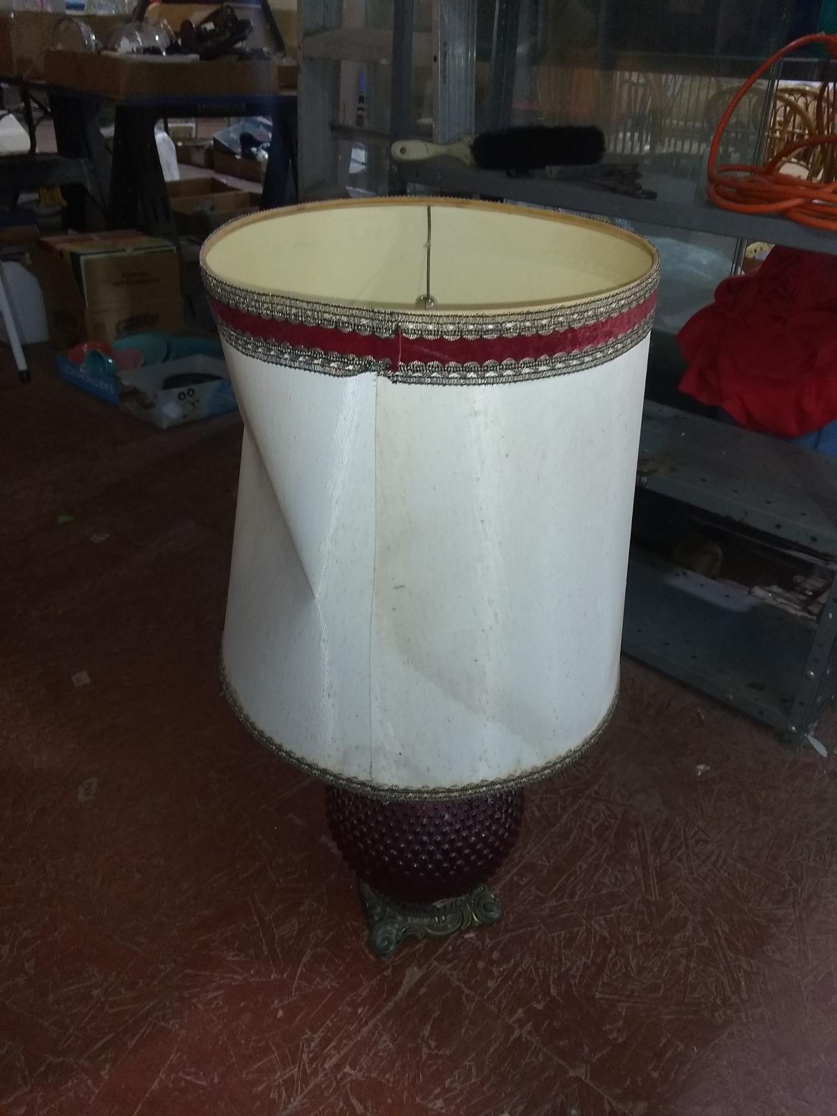 Antique Ruby Red Hobnail MCM Table Lamp