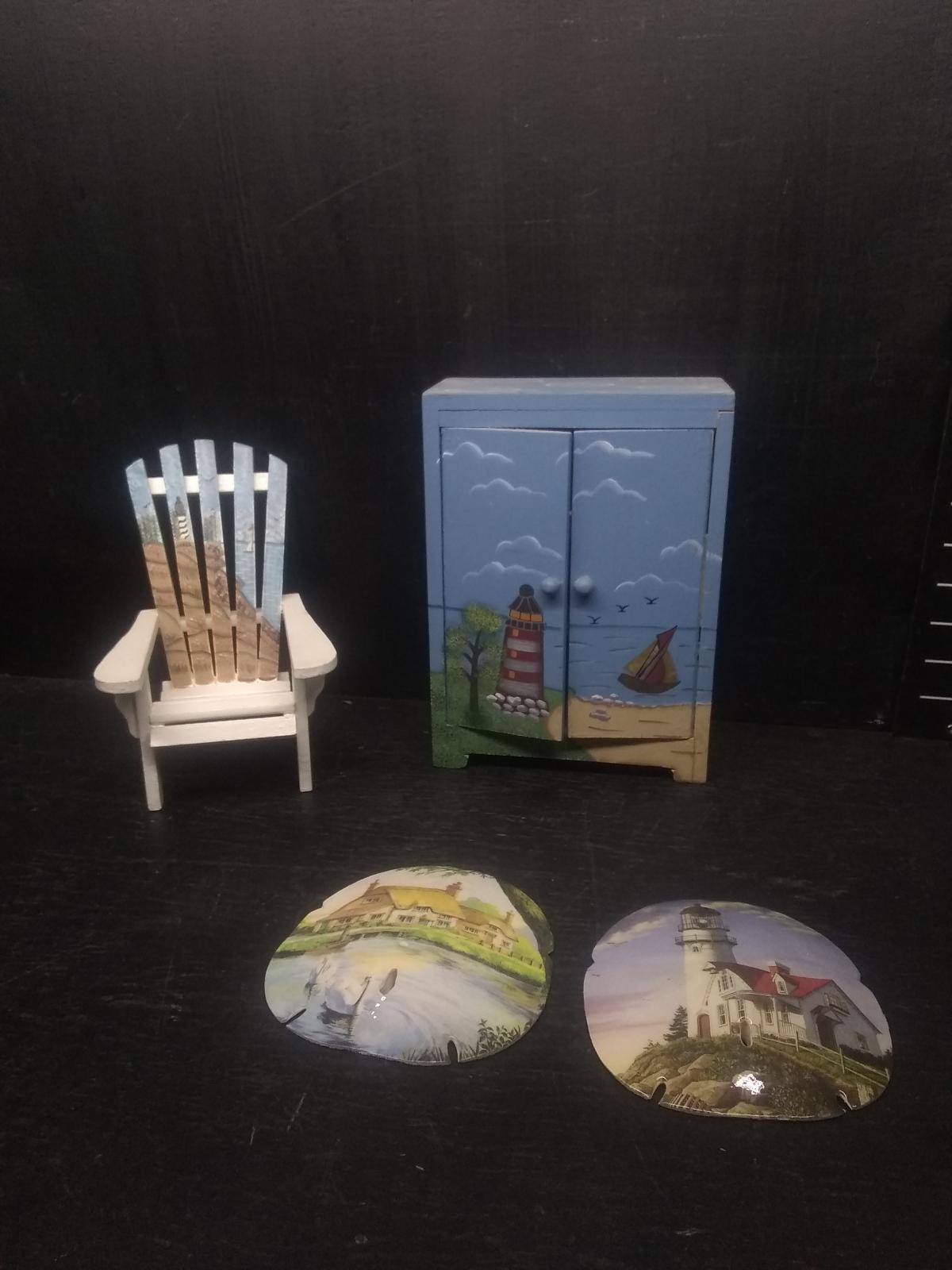 Assorted Hand Painted Beach Novelty Furniture and Seashells