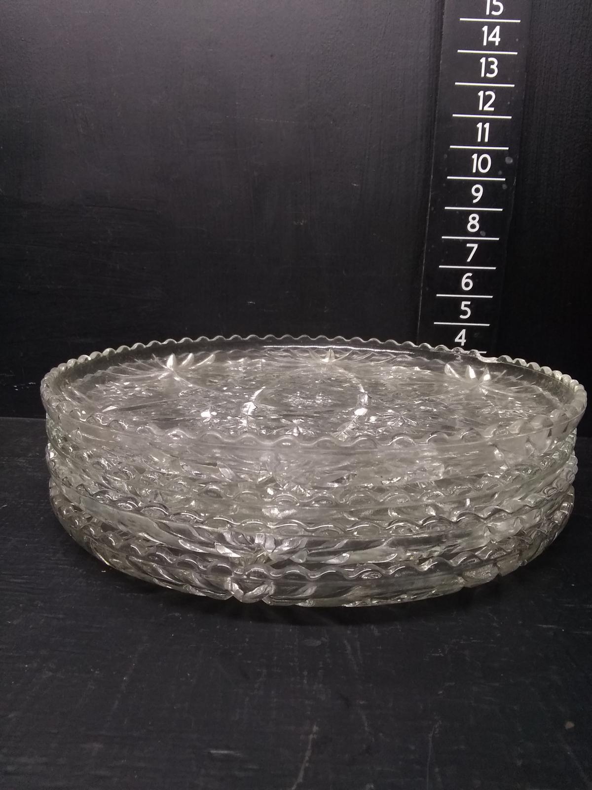 Collection 4 Pressed Glass Serving Platters