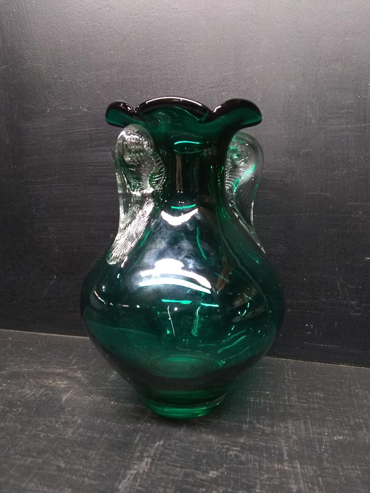 Studio Art Glass Double Handle Vase