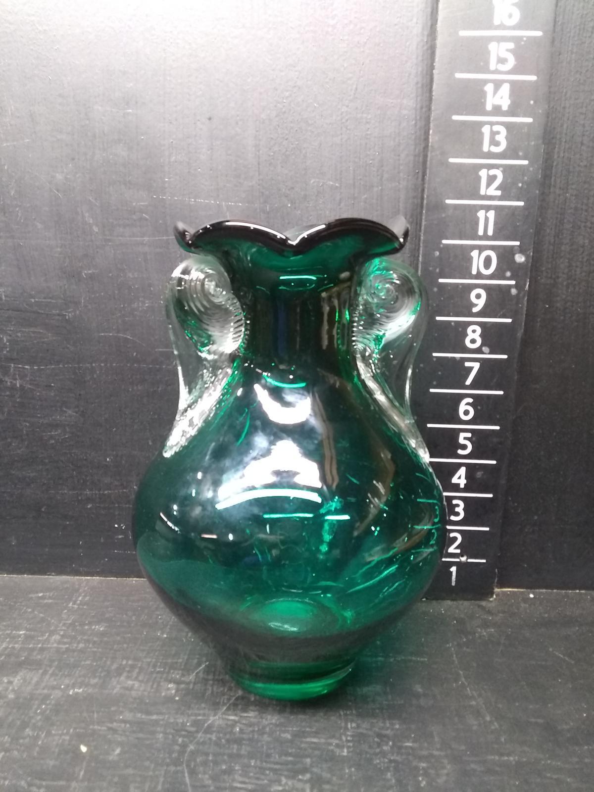 Studio Art Glass Double Handle Vase