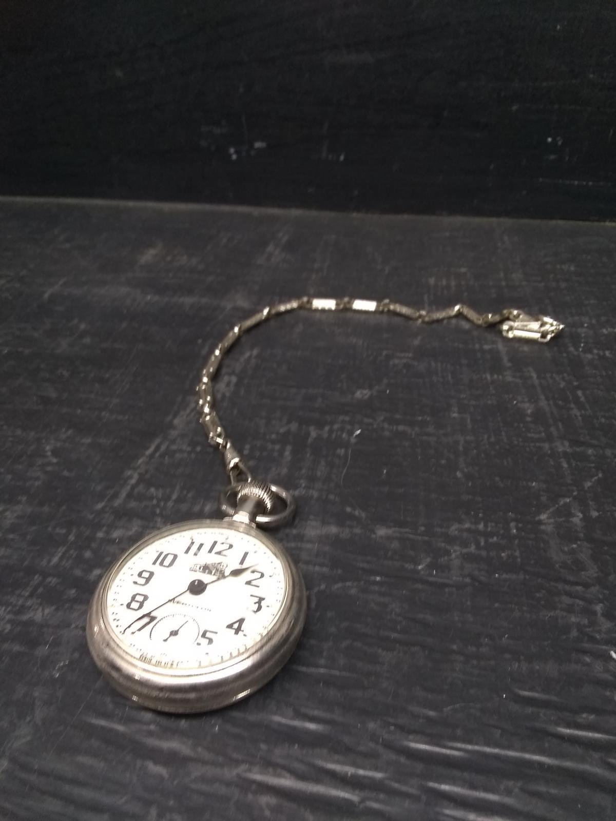 Westclox Train Pocket Watch with Pocket Chain