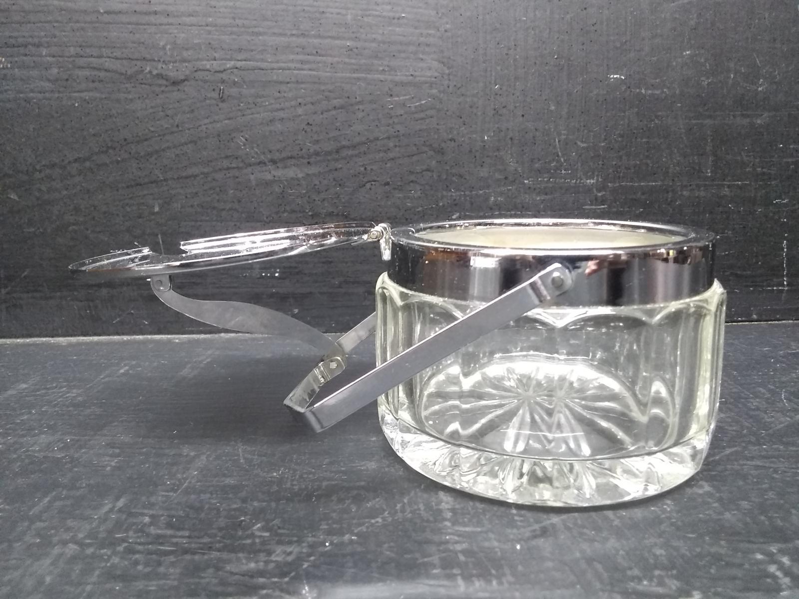 Glass and Silver Plated Flip Top Condiment Jar