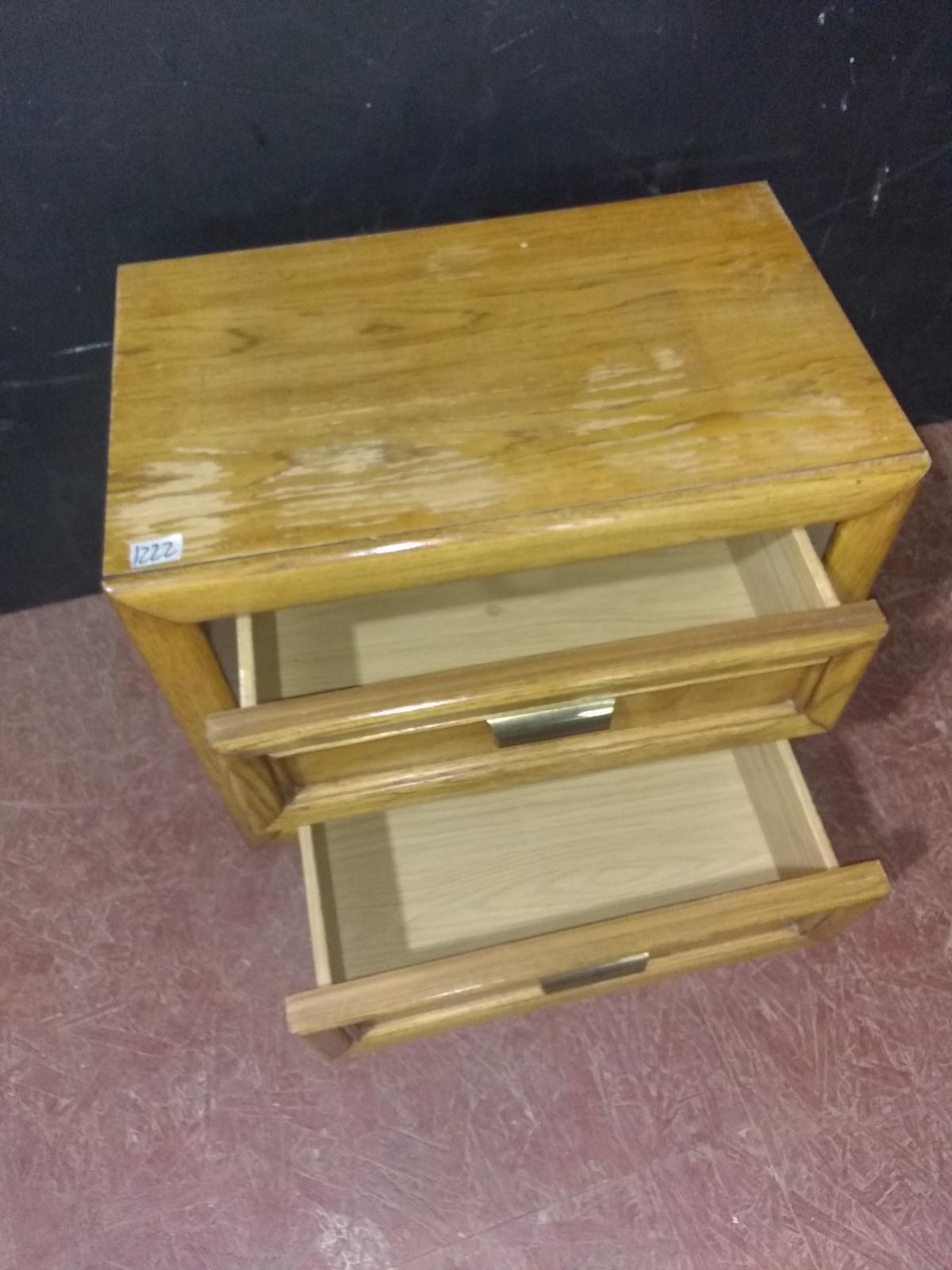 MCM Oak Two Drawer Side Table