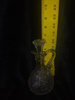 Antique Hand Blown Pressed Glass Cruet with Pontel