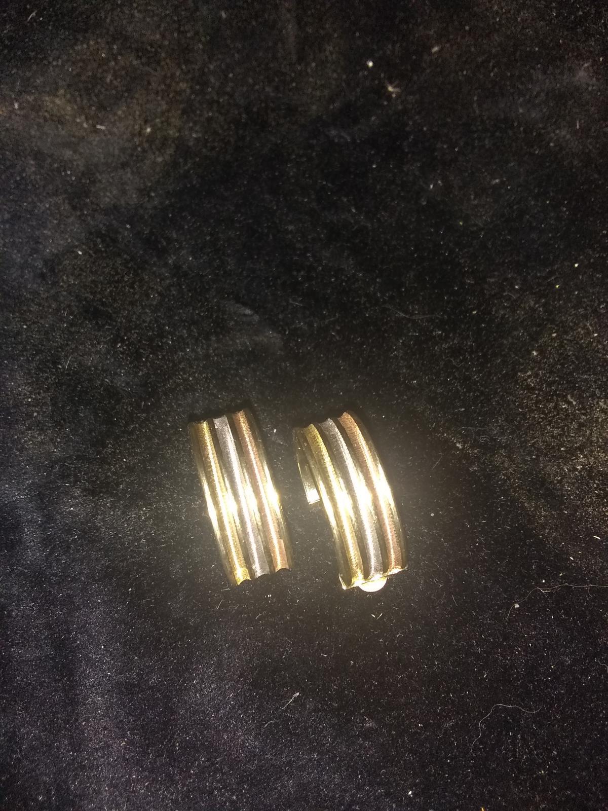 Pair 14K Gold Electroplated Ribbed Earrings