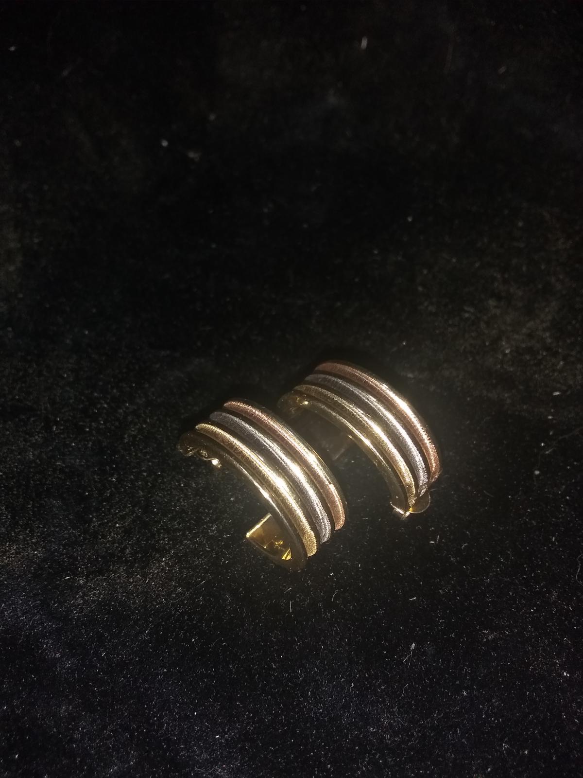 Pair 14K Gold Electroplated Ribbed Earrings