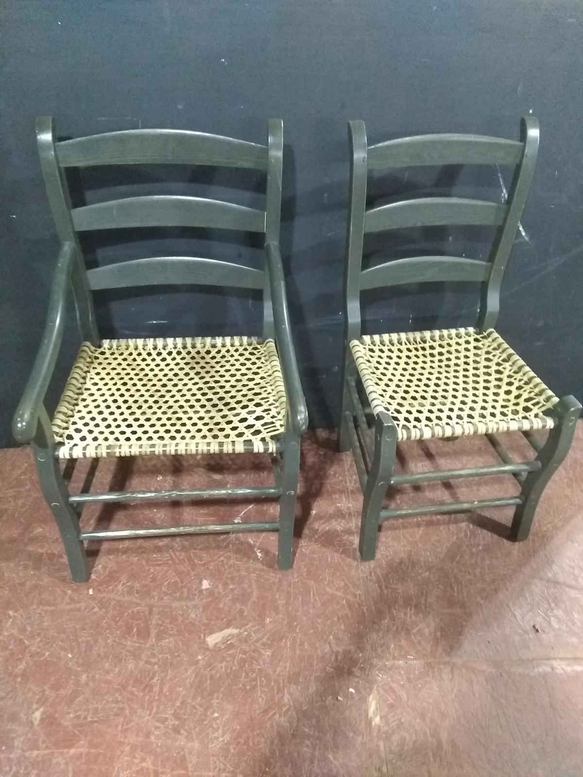 (6) Painted Rope Woven Seat Dining Chairs (x6)