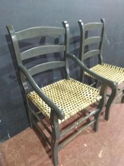 (6) Painted Rope Woven Seat Dining Chairs (x6)