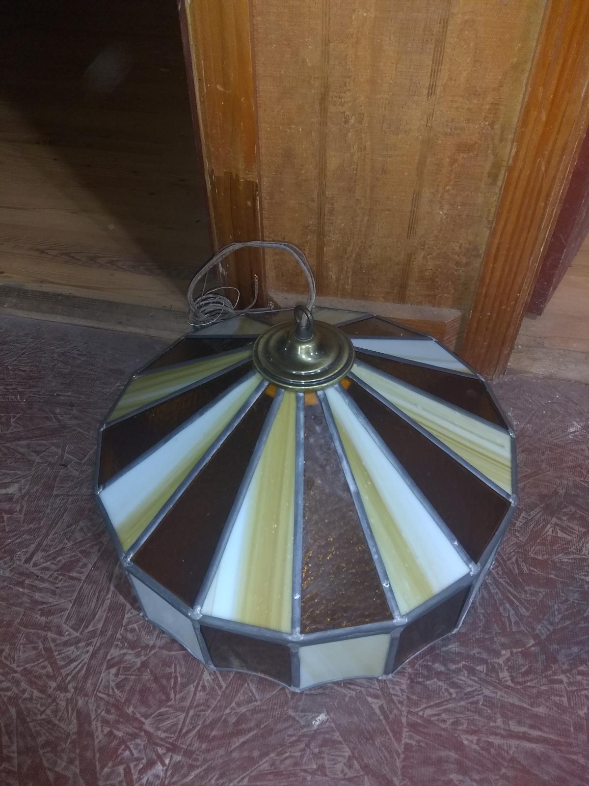 Antique Stained Glass Hanging Light Fixture