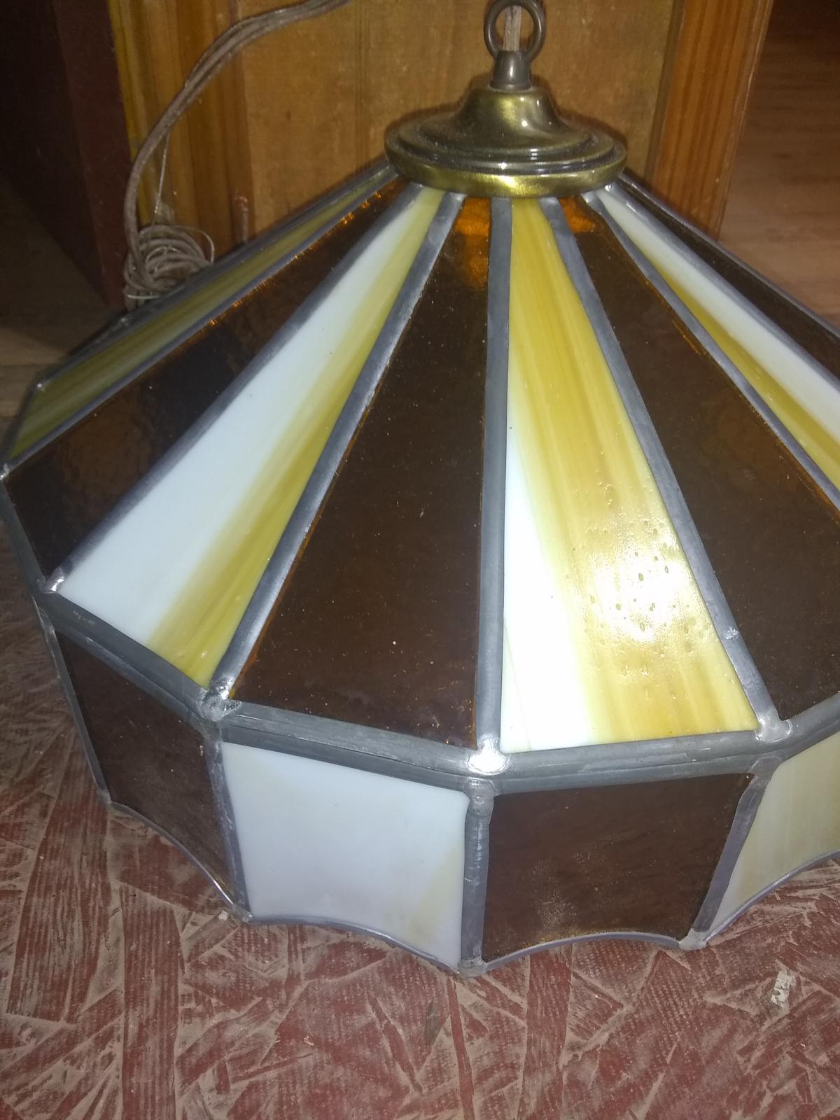 Antique Stained Glass Hanging Light Fixture