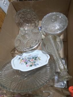 BL- Assorted Glass-Serving Dishes, Bowls, Vase