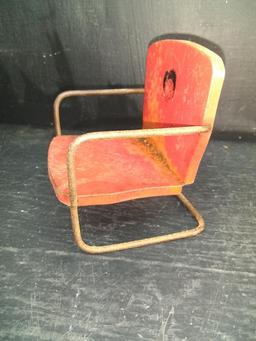 Antique Tin Lithograph Dolls Chair