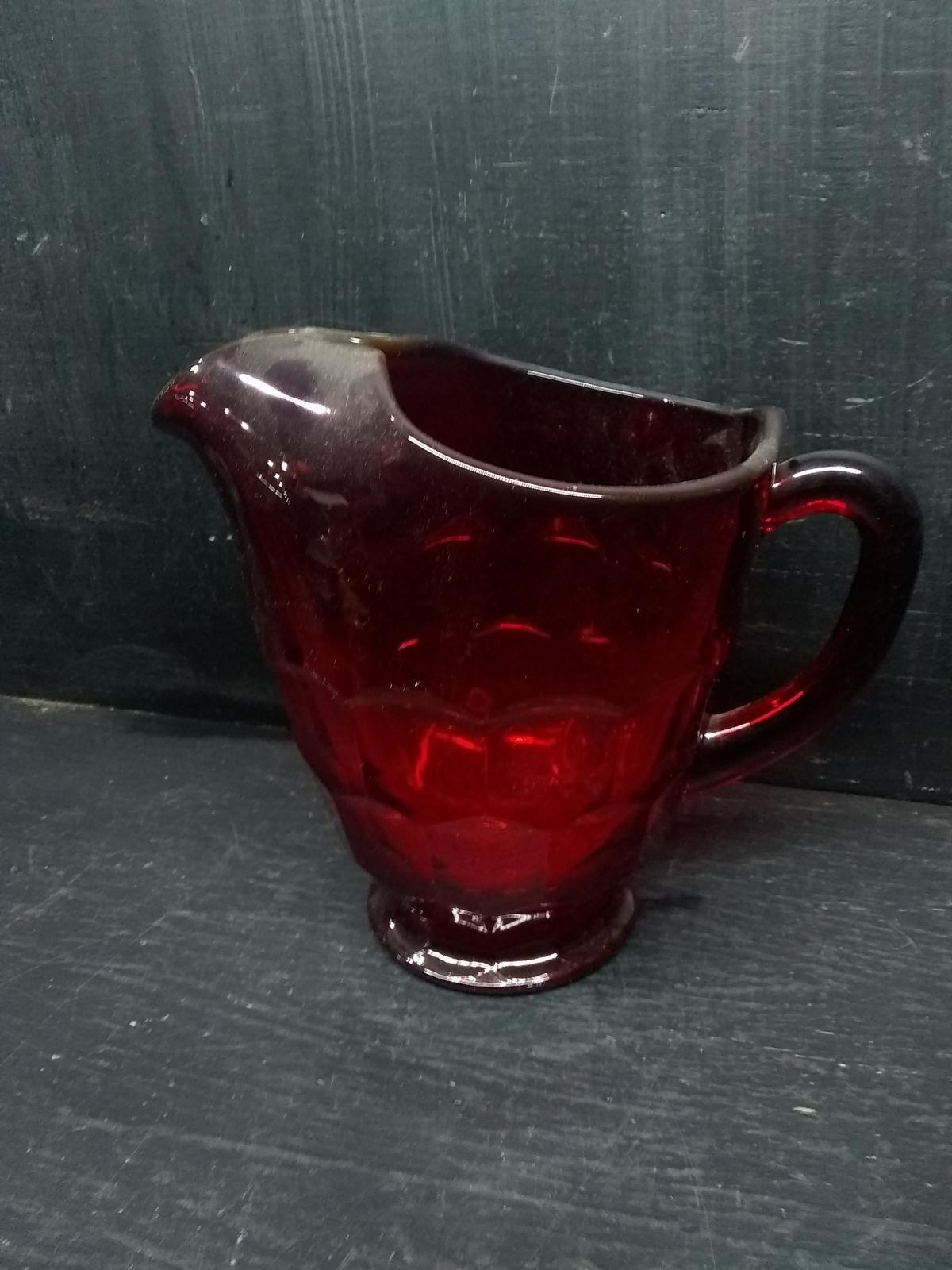 Vintage Ruby Red Panel Pitcher