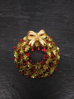 Jewelry-Christmas Wreath Brooch