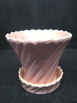 Vintage Pink Camark Planter with Underplate