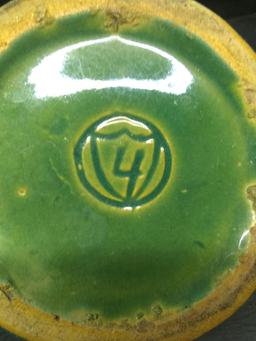 Vintage Green Glaze Banded Barrel Pitcher #4