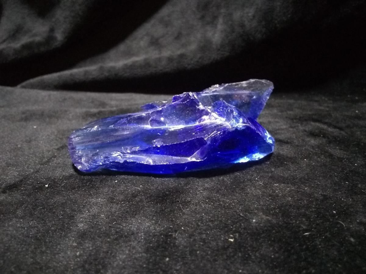 Slag Glass/Gemstone Specimen-Tanzanite/Cobalt/Sapphire