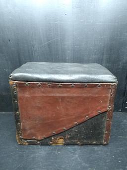 Antique Leather Footstool