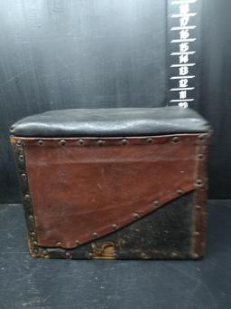 Antique Leather Footstool