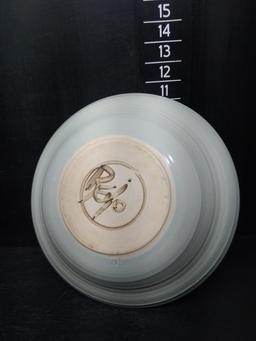 Contemporary Pottery Serving Bowl with Crab