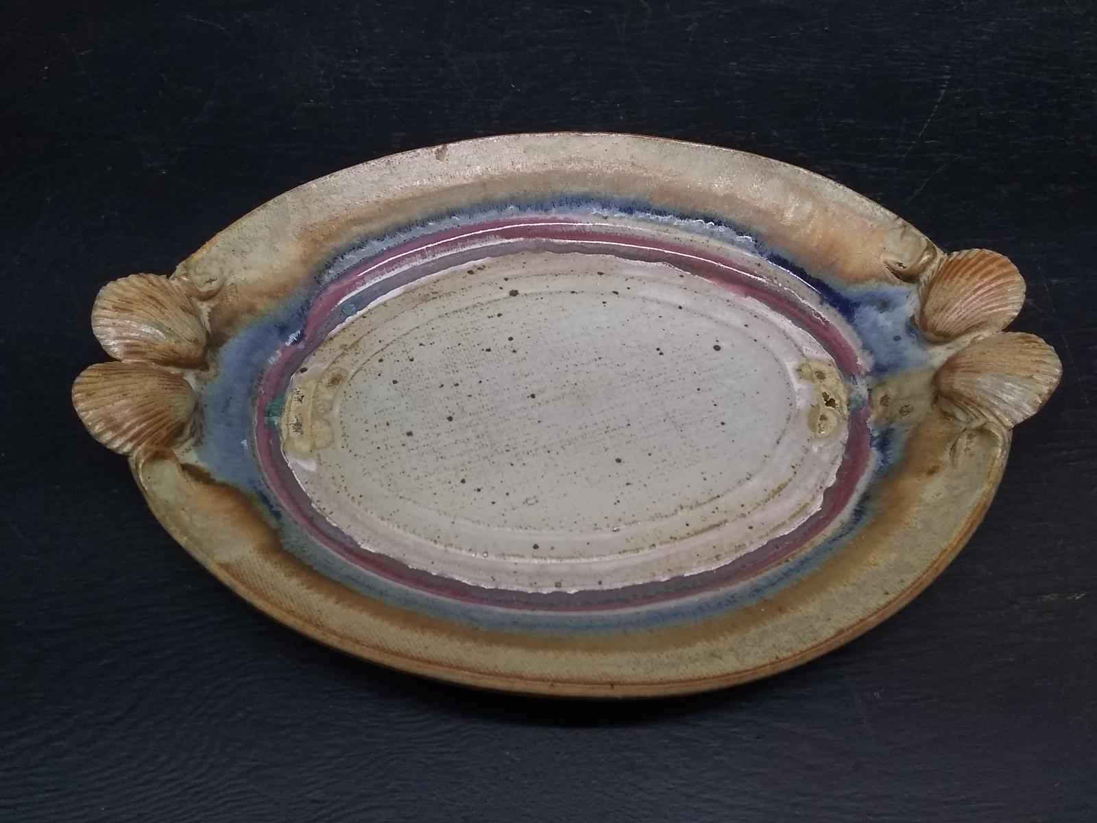 NC Pottery Oval Platter with Seashell Handles