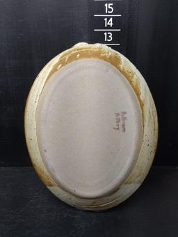 NC Pottery Oval Platter with Seashell Handles