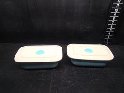 (2) Blue Ceramic Decor Thermostone Containers