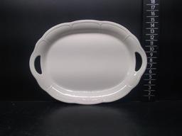 White Ceramic Japan Double Handle Serving Platter