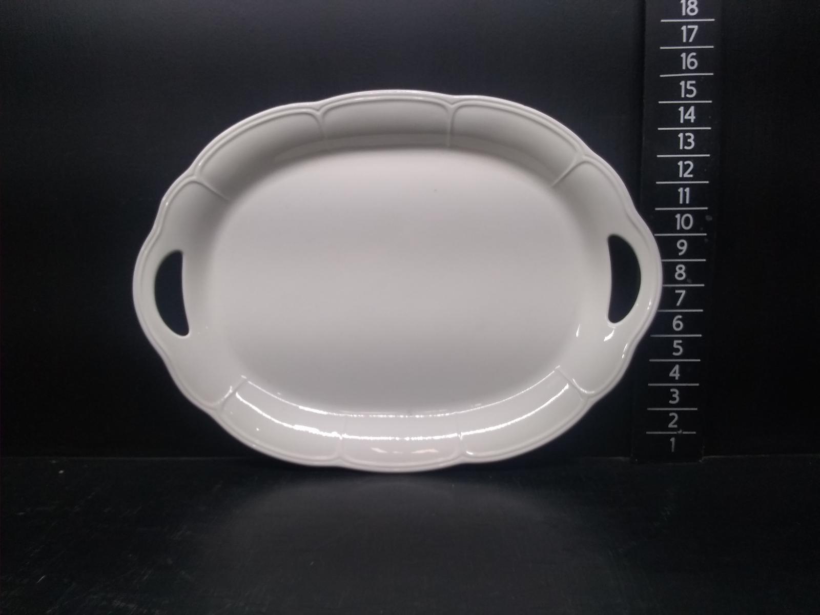 White Ceramic Japan Double Handle Serving Platter