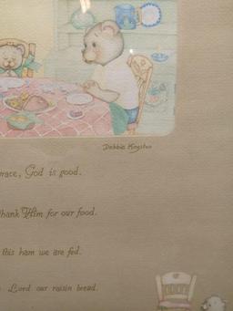Vintage Framed Watercolor-Child's Poem by Debbie Kingston