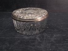 Glass Dresser Jar with Silver Plated Lid