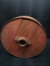 Vintage Wooden Wagon Wheel with Metal Rim